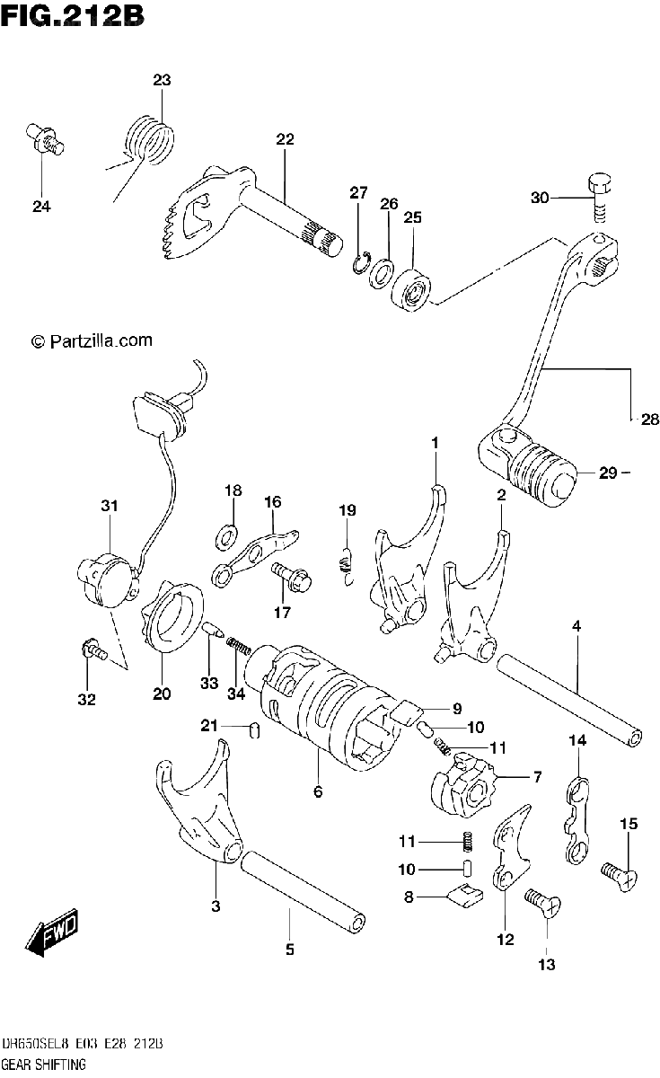 Diagrama de 212B GEAR SHIFTING DR650SEL8 E28