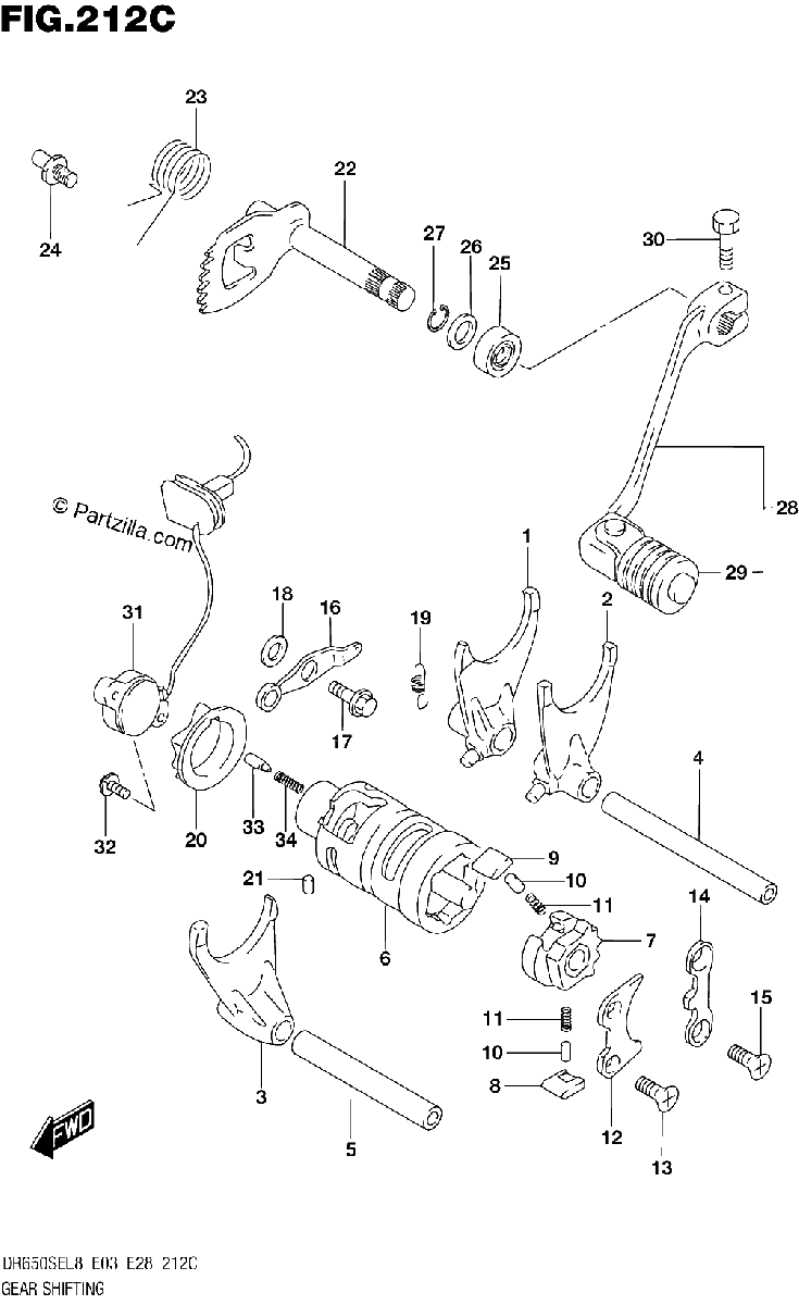 Diagrama de 212C GEAR SHIFTING DR650SEL8 E33