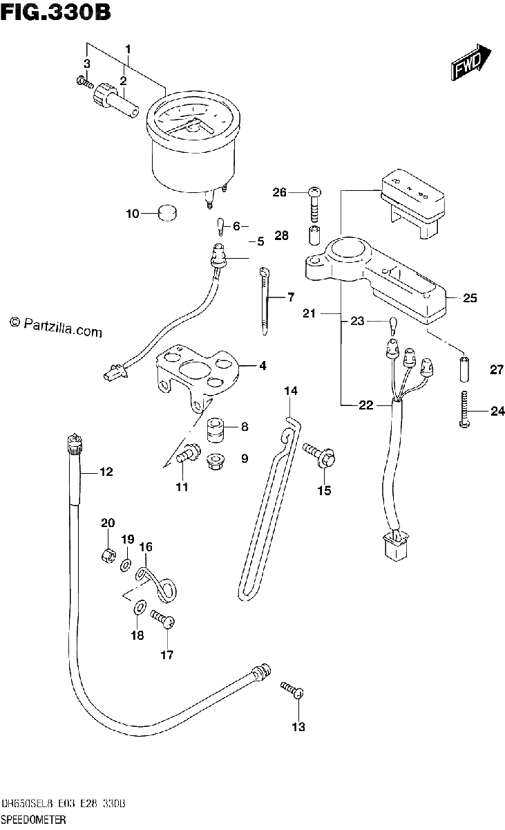 Diagrama de 330B SPEEDOMETER DR650SEL8 E28