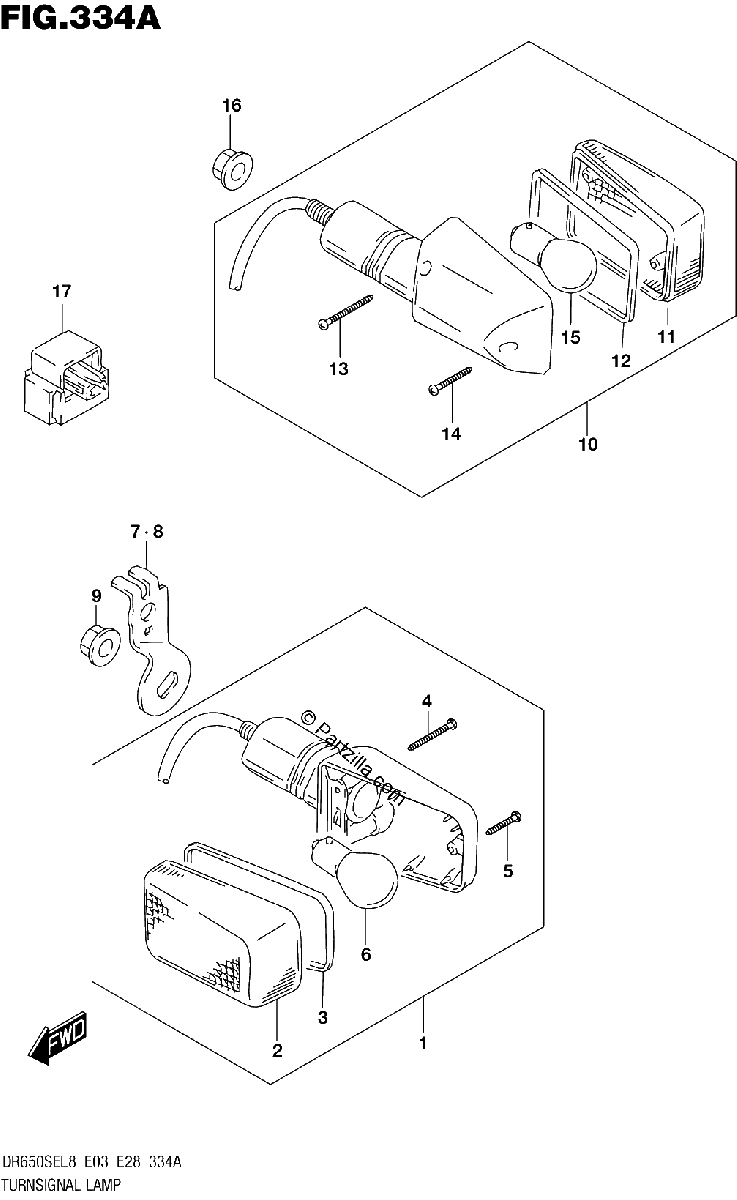 Diagrama de 334A TURNSIGNAL LAMP