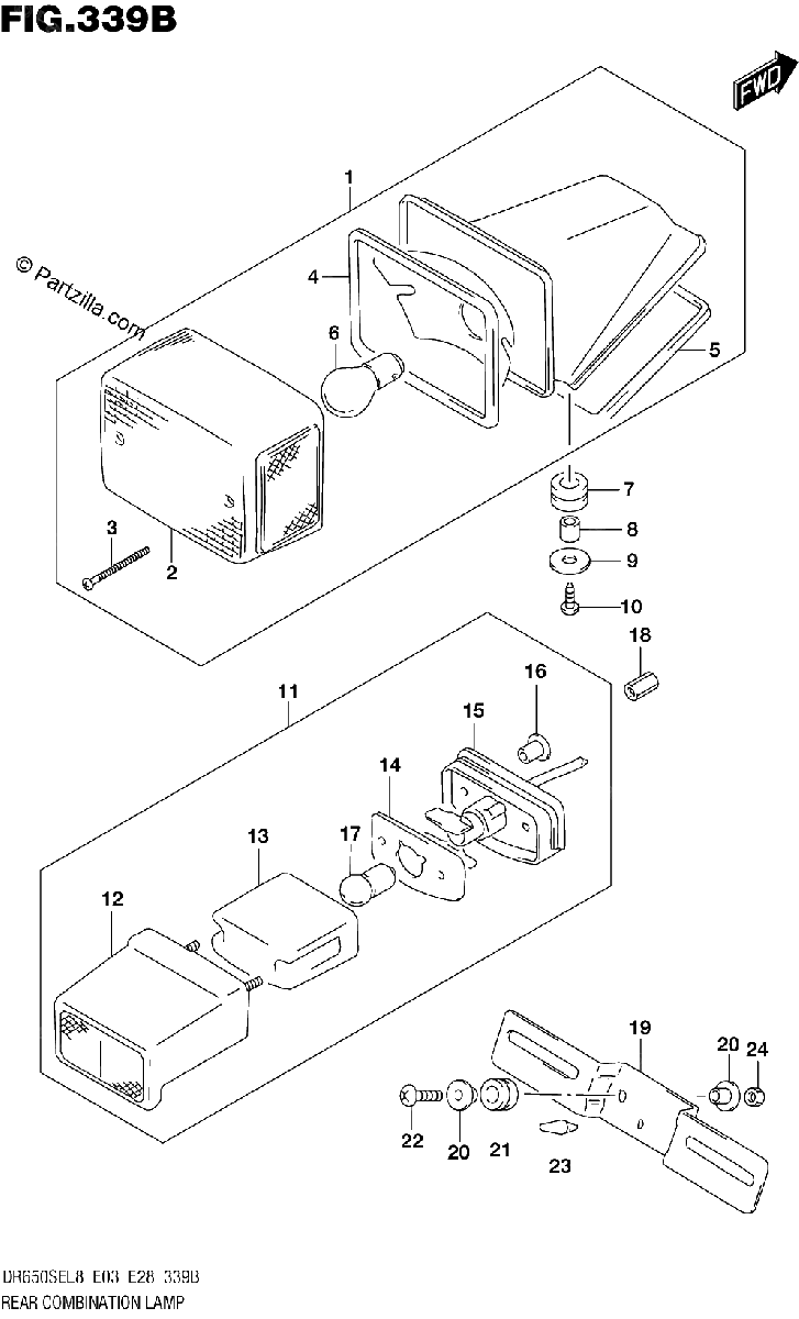 Diagrama de 339B REAR COMBINATION LAMP DR650SEL8 E28