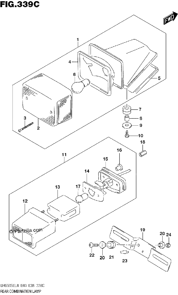 Diagrama de 339C REAR COMBINATION LAMP DR650SEL8 E33
