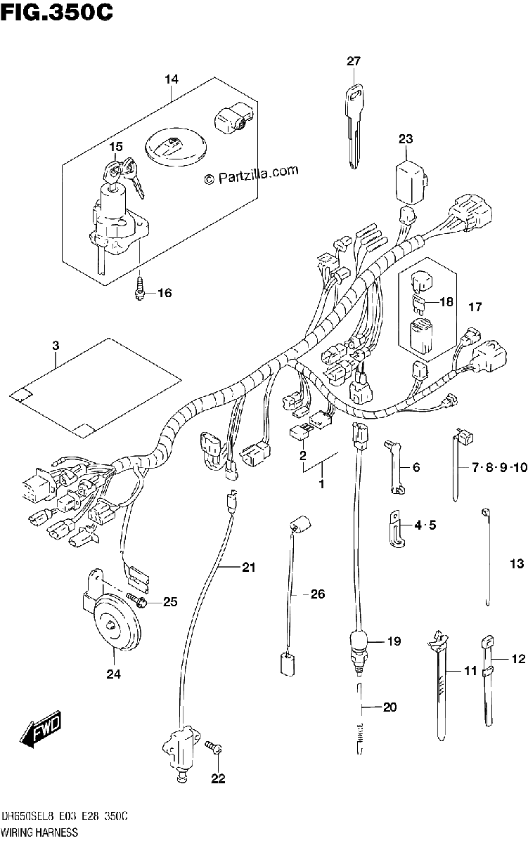 Diagrama de 350C WIRING HARNESS DR650SEL8 E33