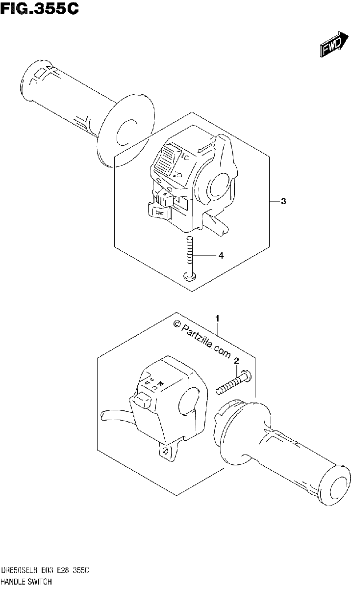 Diagrama de 355C HANDLE SWITCH DR650SEL8 E33
