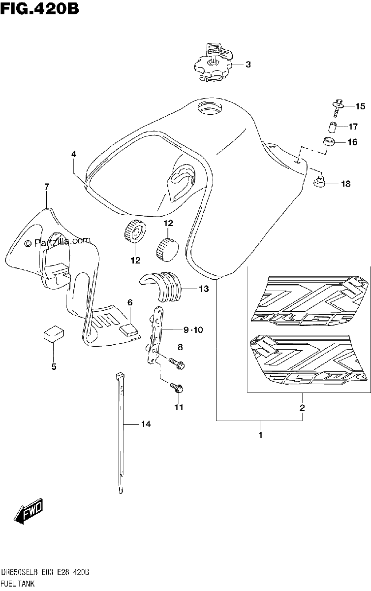 Diagrama de 420B FUEL TANK DR650SEL8 E28