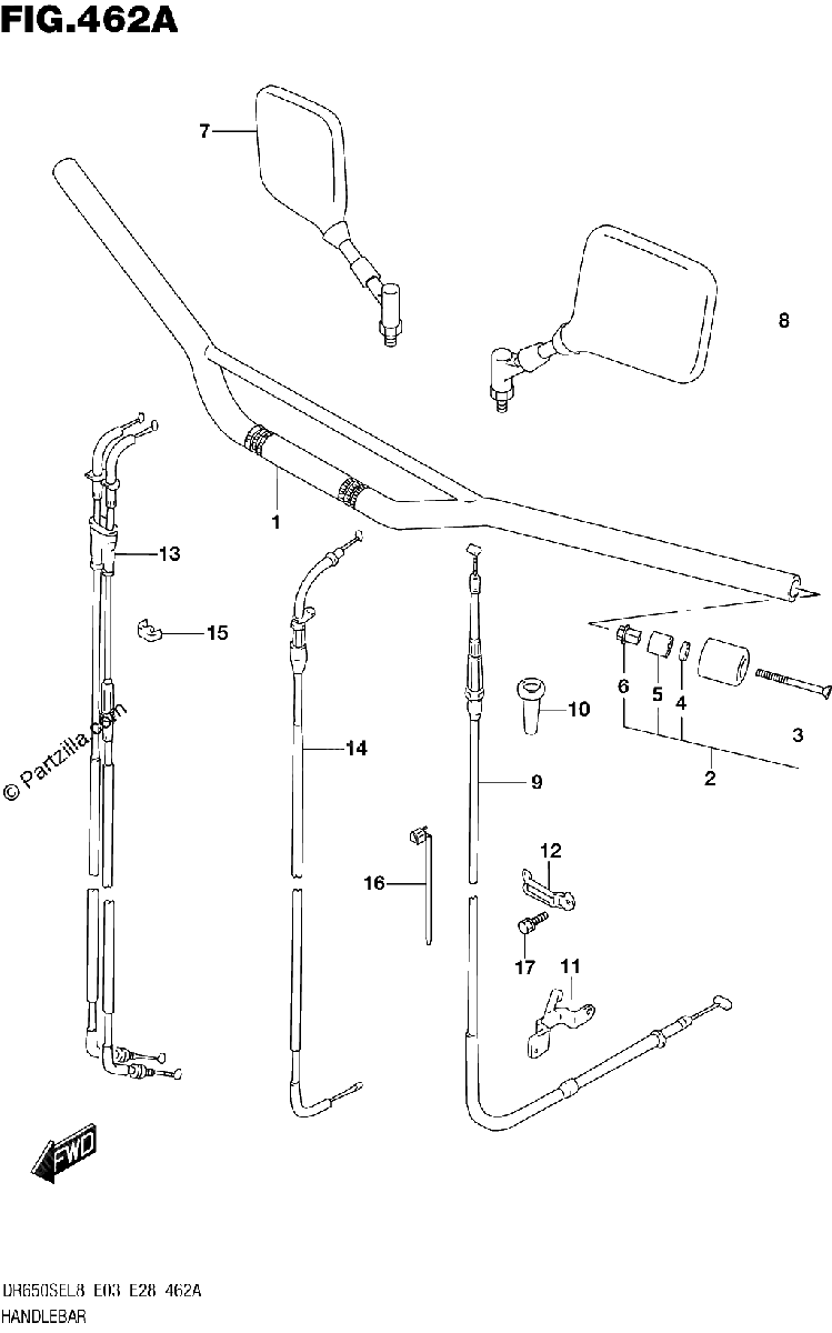 Diagrama de 462A HANDLEBAR