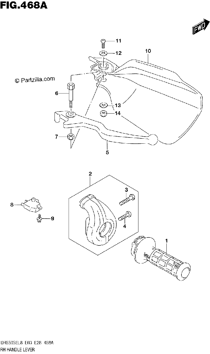 Diagrama de 468A RH HANDLE LEVER