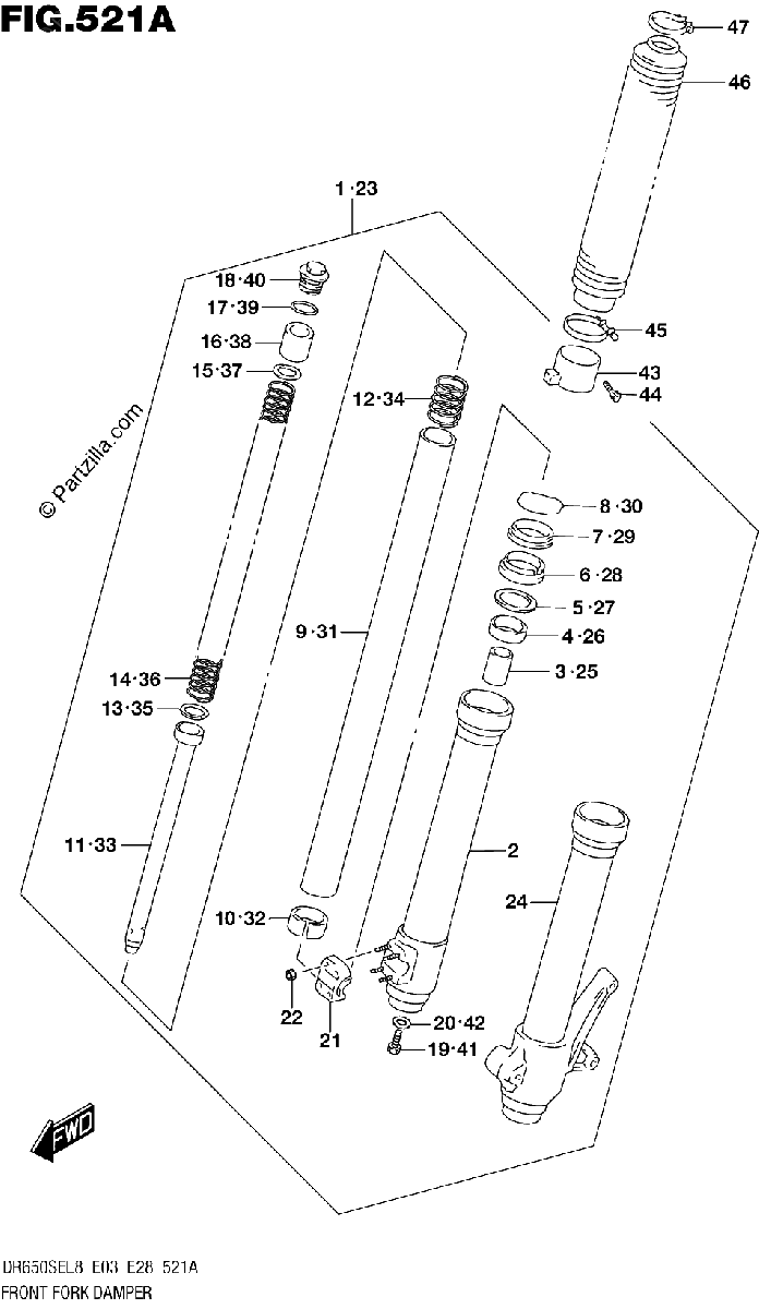 Diagrama de 521A FRONT FORK DAMPER