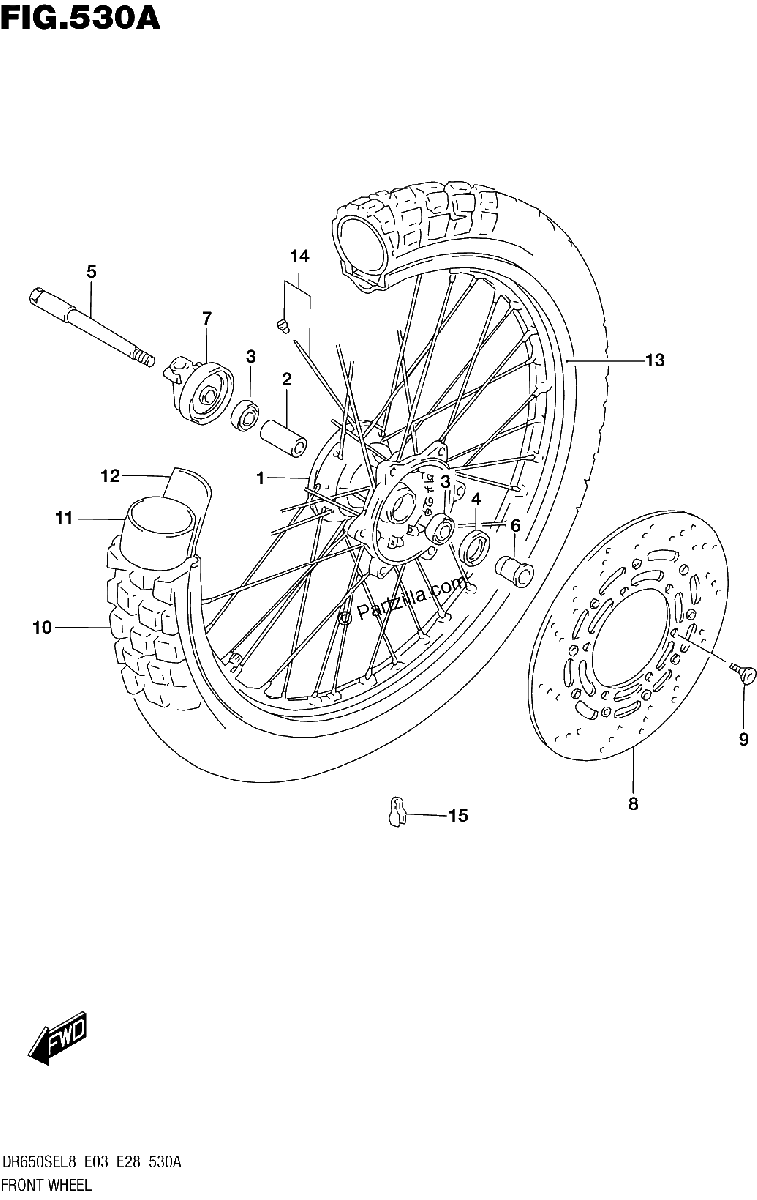 Diagrama de 530A FRONT WHEEL