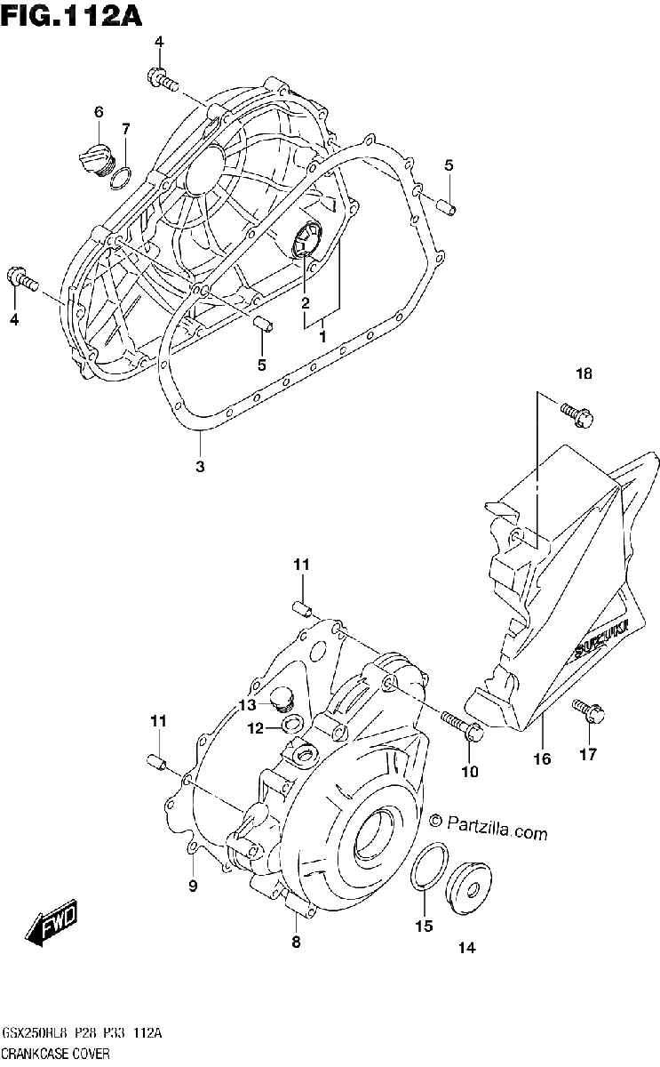 Diagrama de 112A CRANKCASE COVER