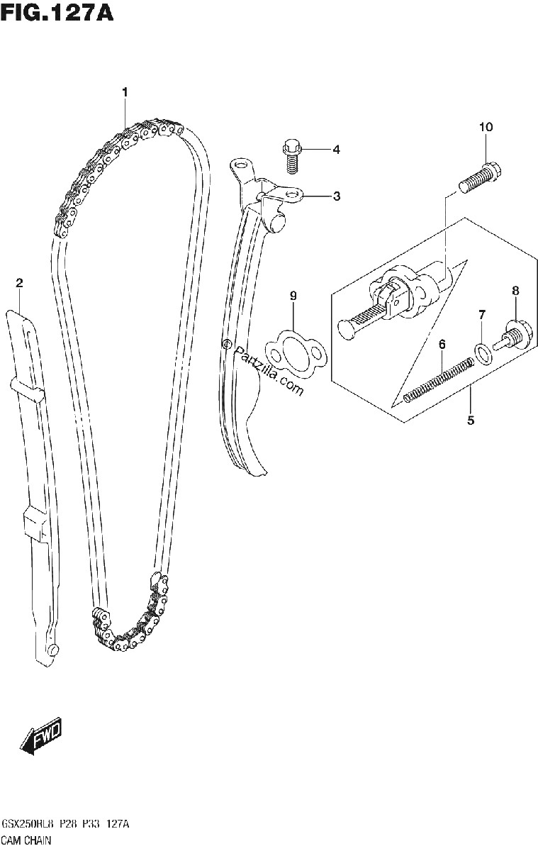 Diagrama de 127A CAM CHAIN