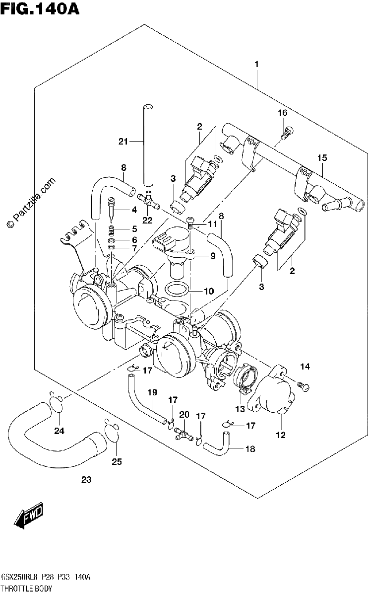 Diagrama de 140A THROTTLE BODY