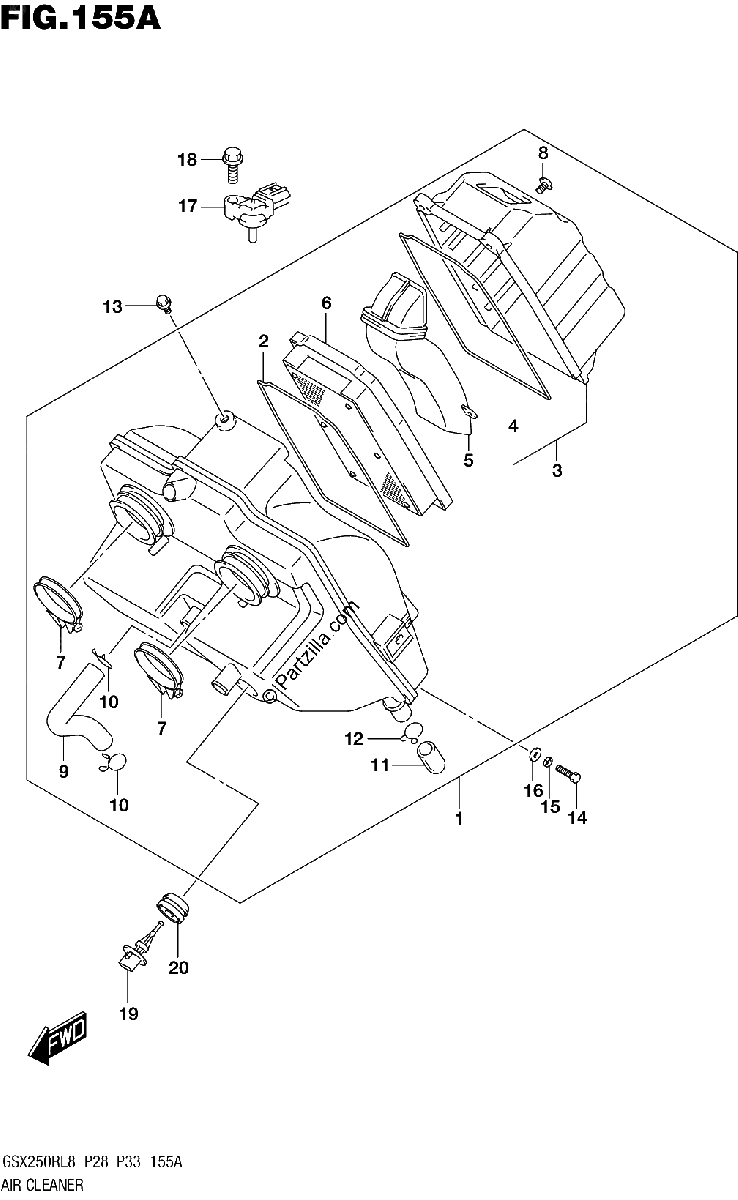 Diagrama de 155A AIR CLEANER