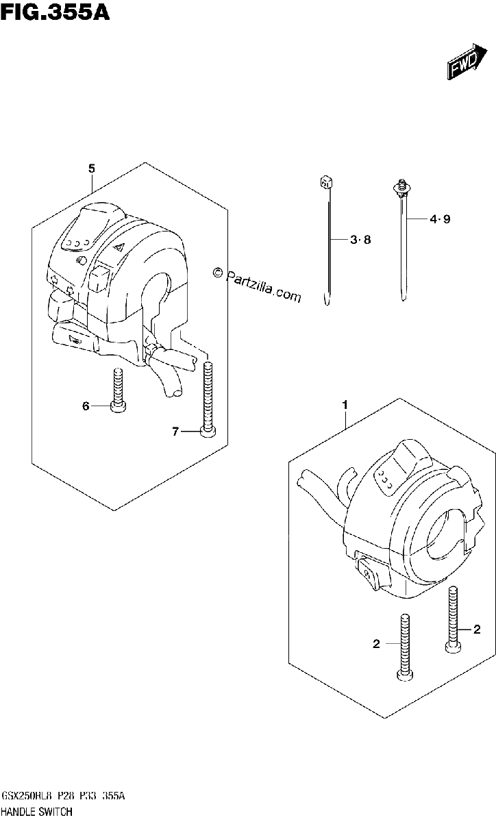 Diagrama de 355A HANDLE SWITCH
