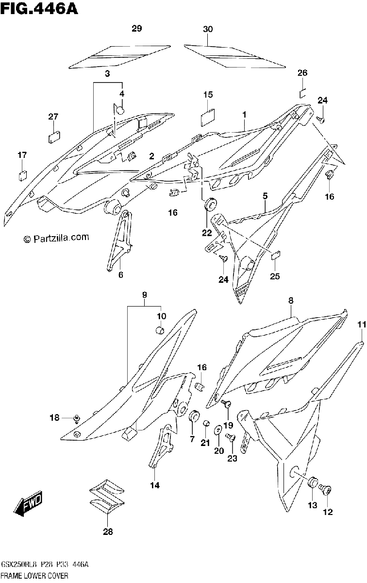 Diagrama de 446A FRAME LOWER COVER