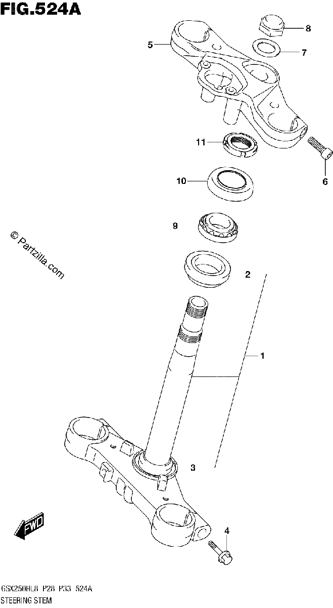 Diagrama de 524A STEERING STEM