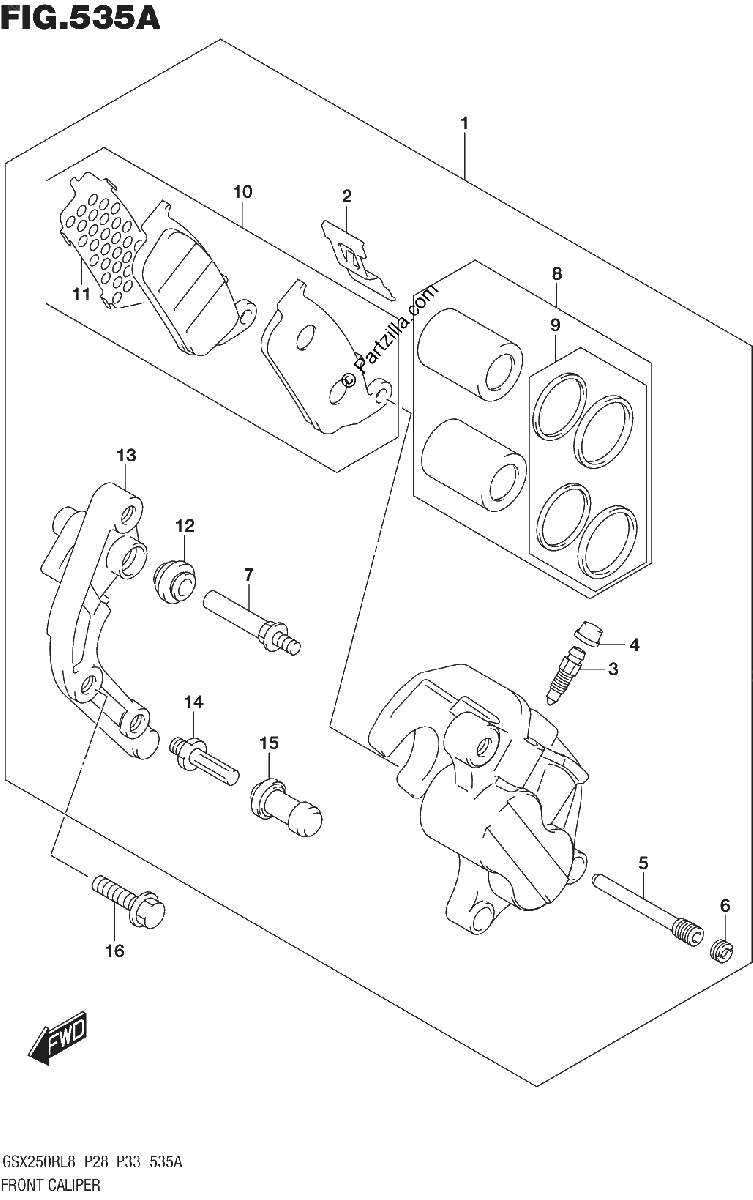 Diagrama de 535A FRONT CALIPER
