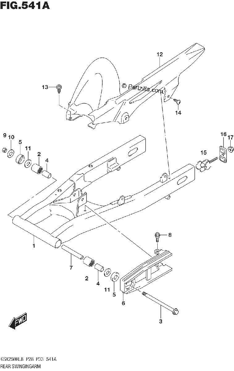 Diagrama de 541A REAR SWINGINGARM