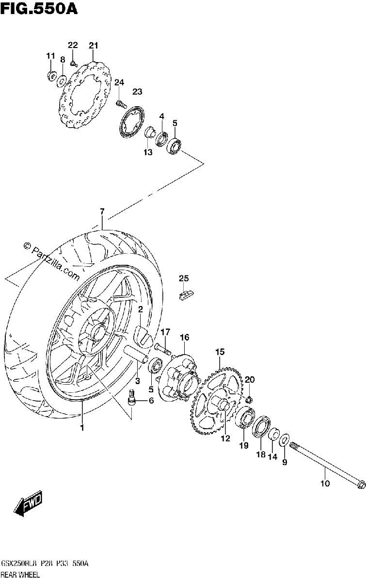 Diagrama de 550A REAR WHEEL