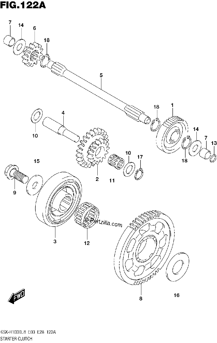 Diagrama de 122A STARTER CLUTCH