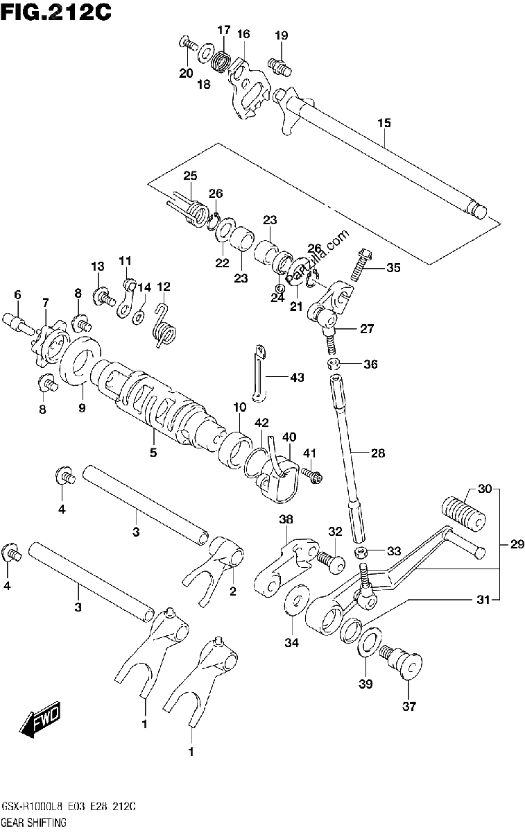 Diagrama de 212C GEAR SHIFTING GSX R1000AL8 E03