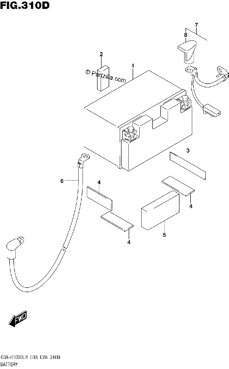 Diagrama de 310D BATTERY GSX R1000AL8 E28
