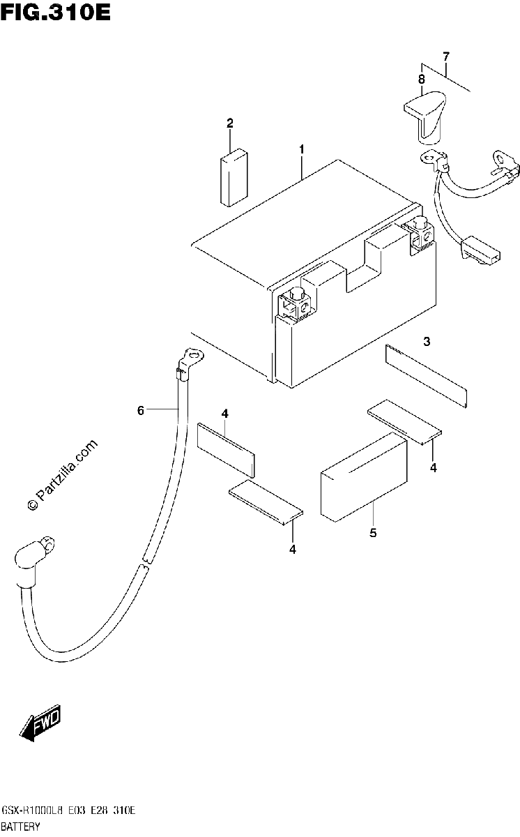 Diagrama de 310E BATTERY GSX R1000AL8 E33