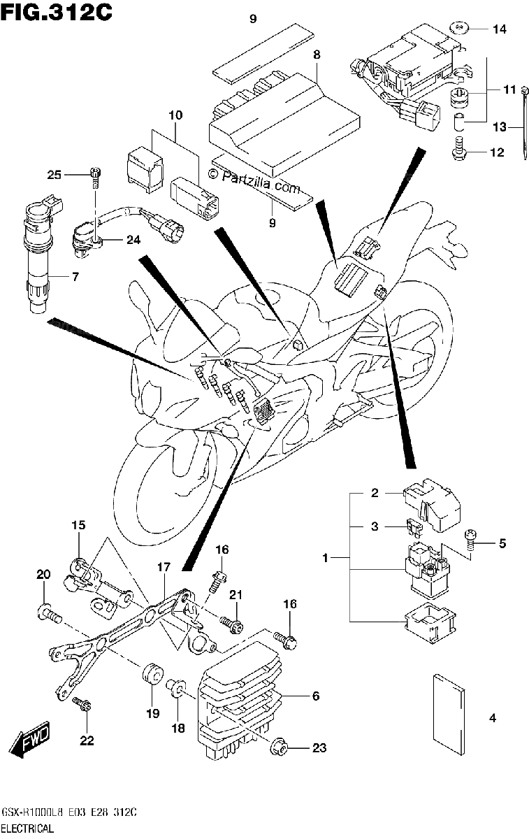 Diagrama de 312C ELECTRICAL GSX R1000AL8 E03