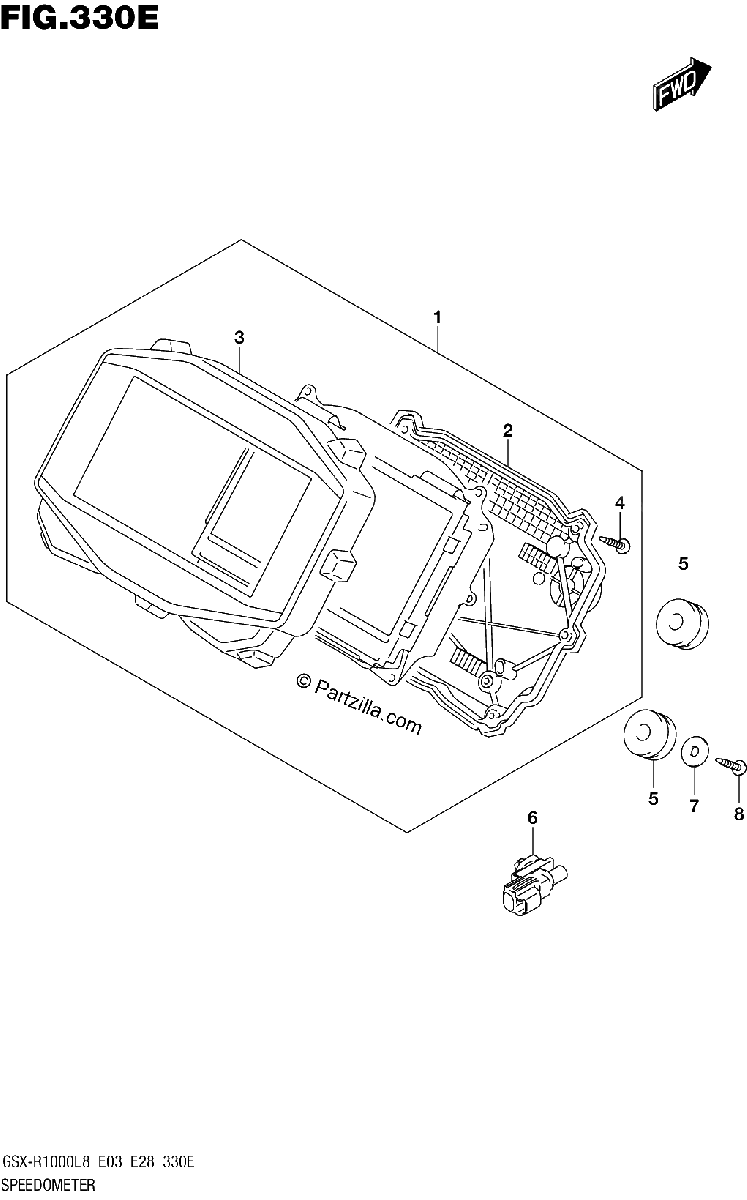 Diagrama de 330E SPEEDOMETER GSX R1000AL8 E33