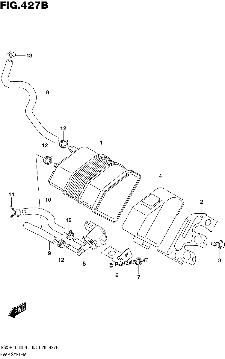 Diagrama de 427B EVAP SYSTEM GSX R1000AL8 E33
