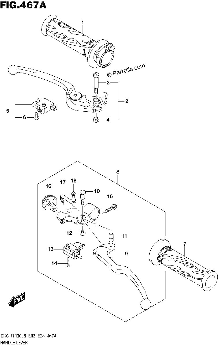 Diagrama de 467A HANDLE LEVER