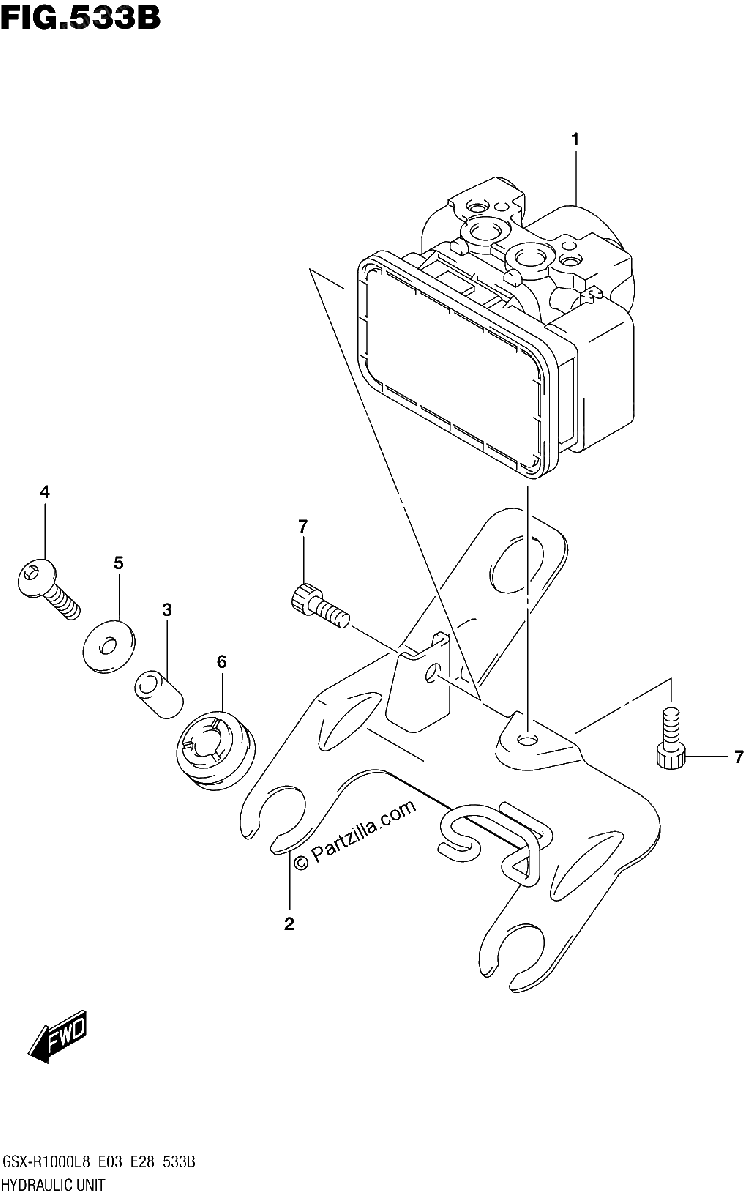 Diagrama de 533B HYDRAULIC UNIT GSX R1000AL8 E28