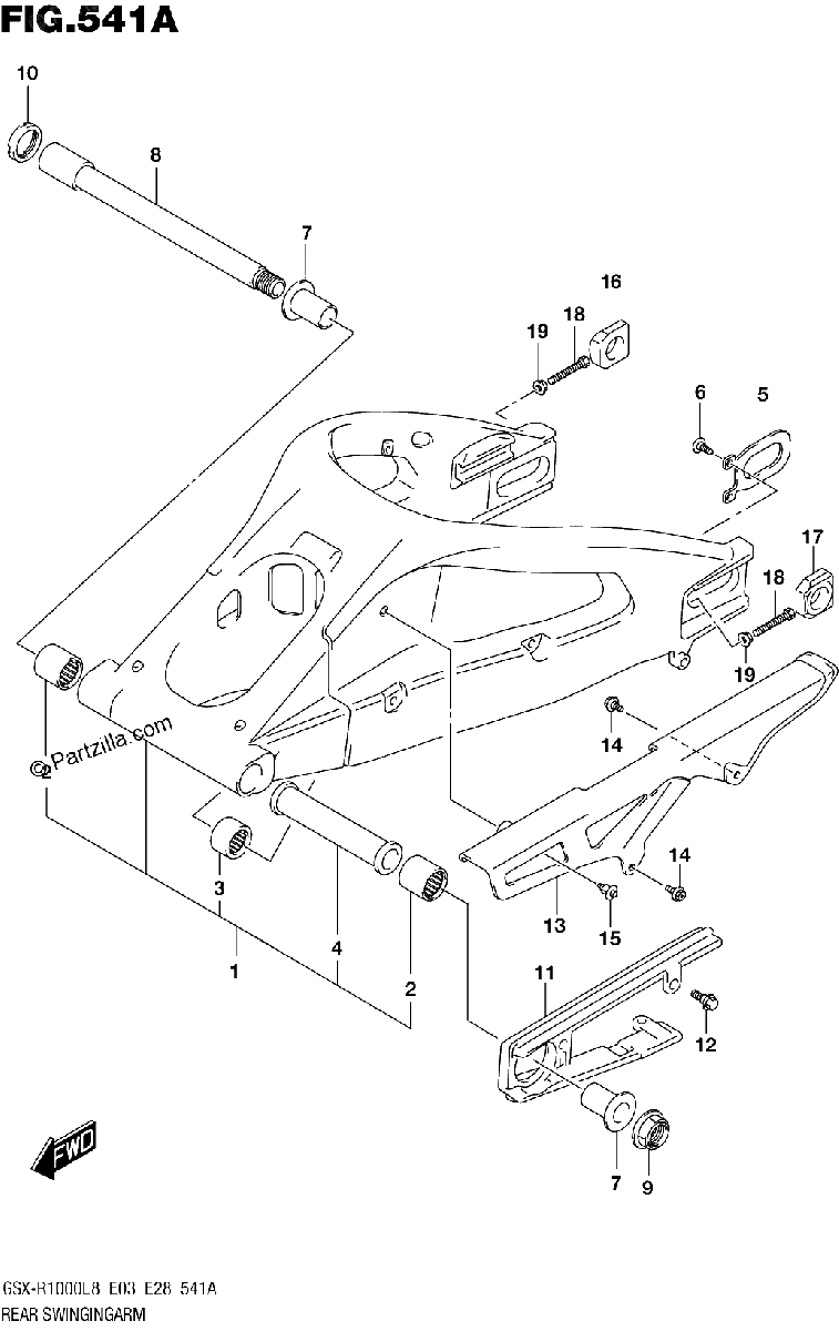 Diagrama de 541A REAR SWINGINGARM