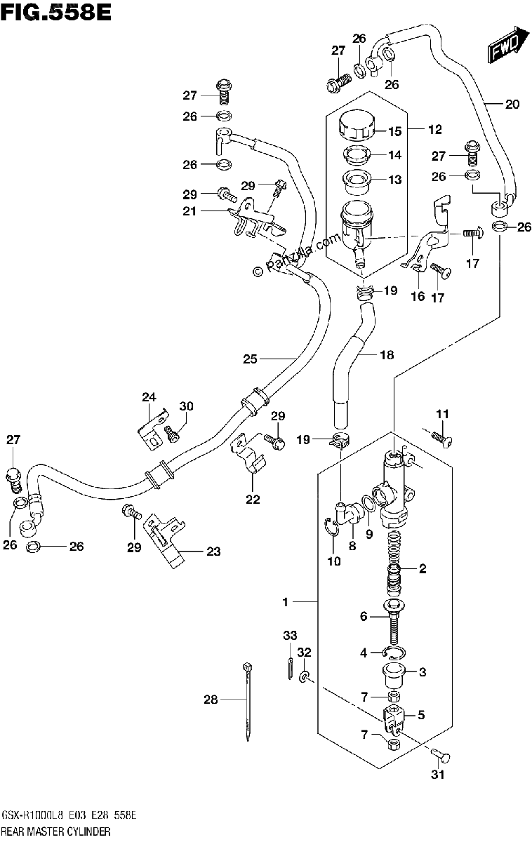 Diagrama de 558E REAR MASTER CYLINDER GSX R1000AL8 E33