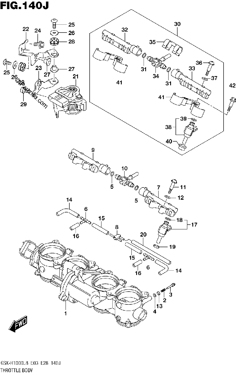 Diagrama de 140J THROTTLE BODY GSX R1000RAL8 E03