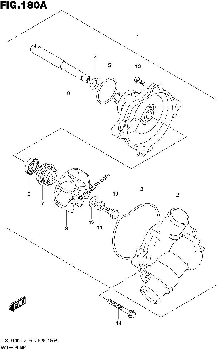 Diagrama de 180A WATER PUMP