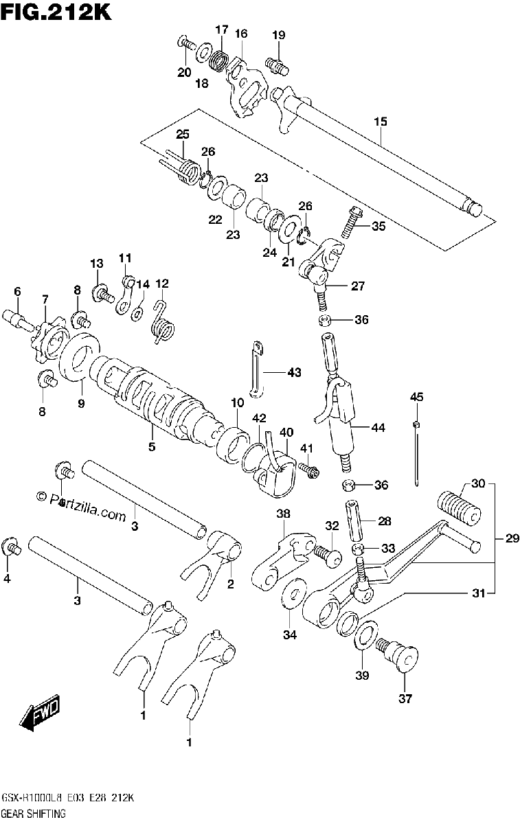 Diagrama de 212K GEAR SHIFTING GSX R1000RAL8 E28