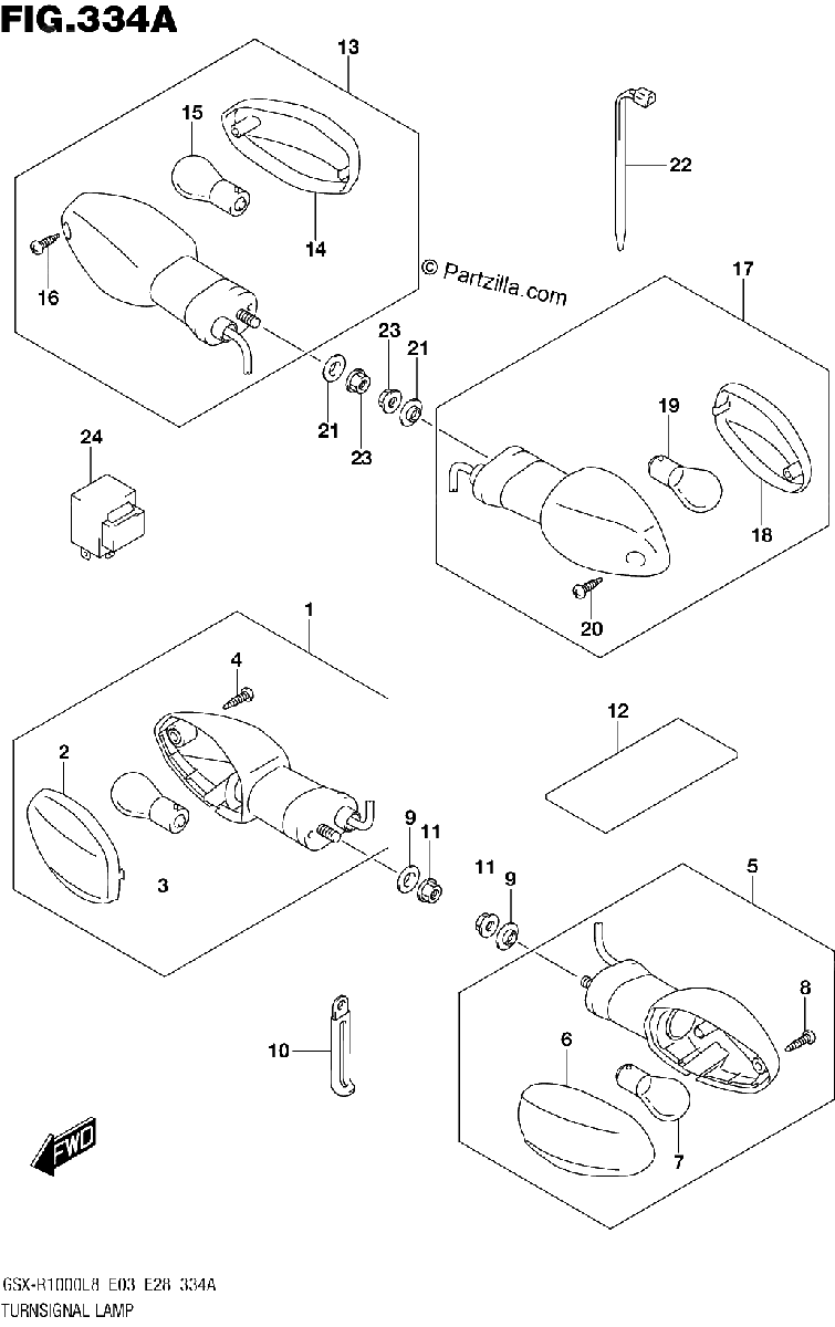 Diagrama de 334A TURNSIGNAL LAMP