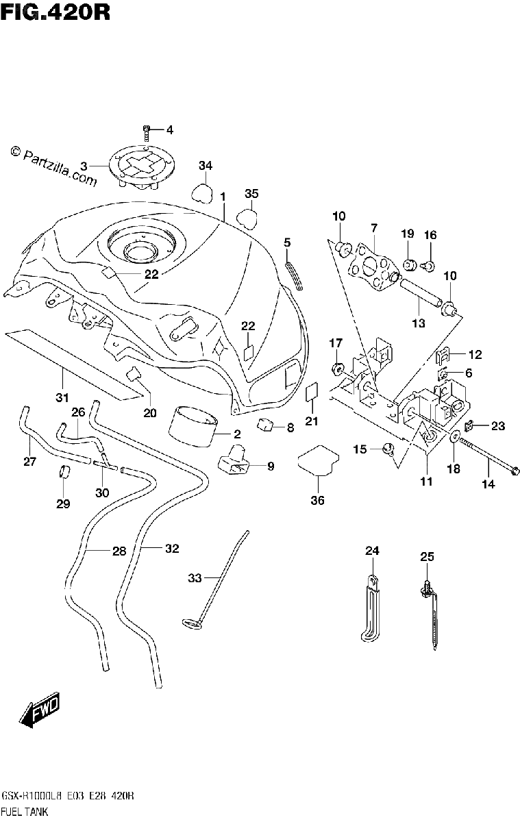 Diagrama de 420R FUEL TANK GSX R1000RAL8 E28