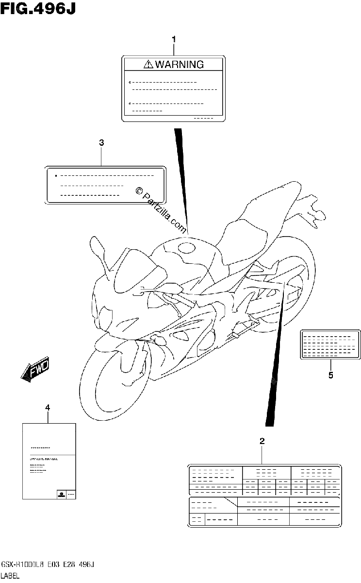 Diagrama de 496J LABEL GSX R1000RAL8 E03