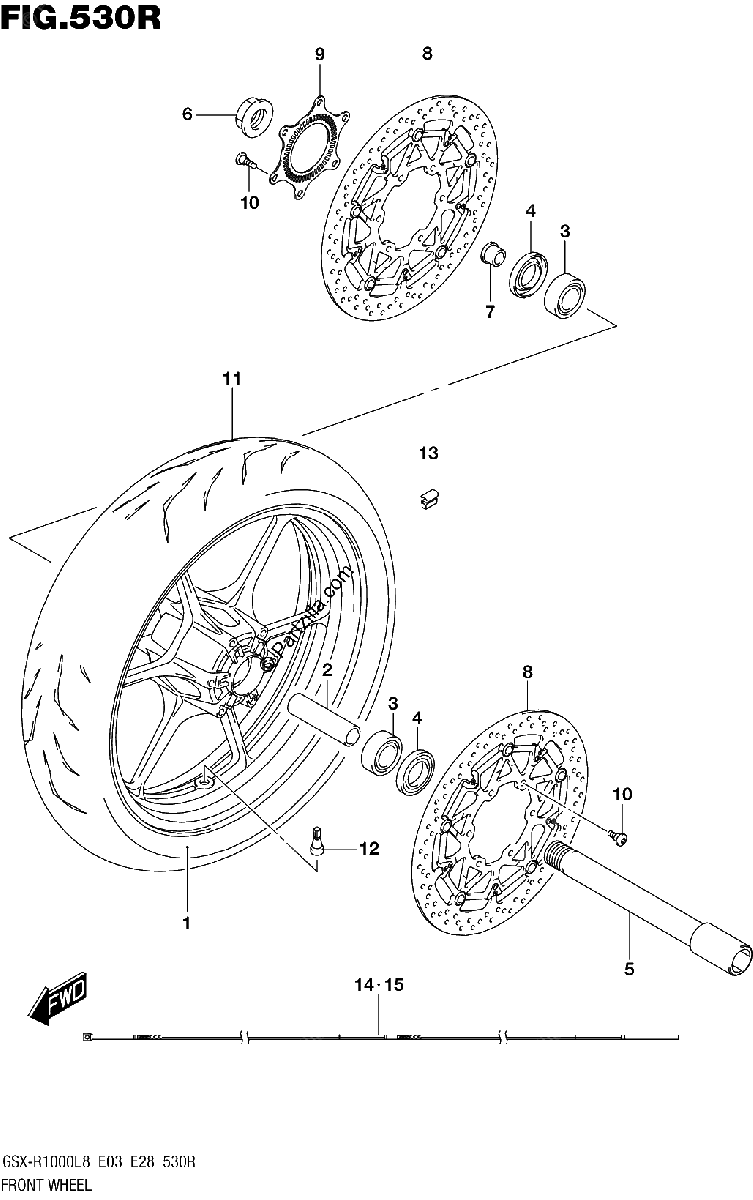 Diagrama de 530R FRONT WHEEL GSX R1000RAL8 E28