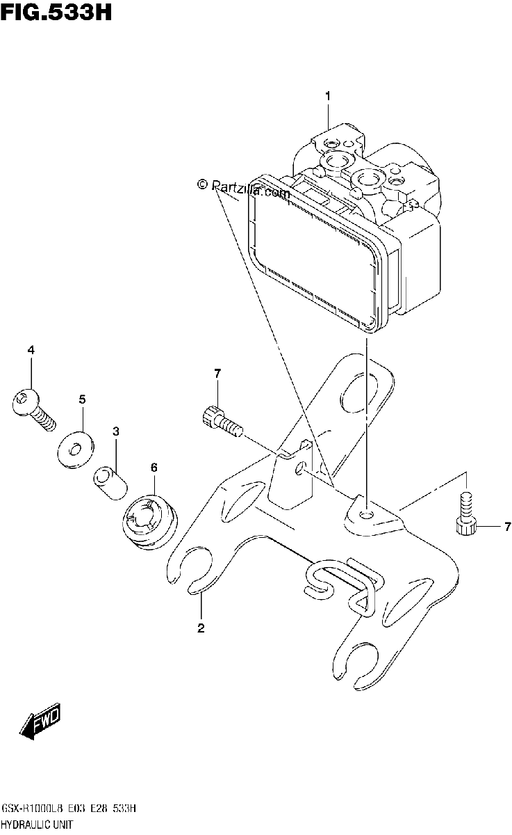 Diagrama de 533H HYDRAULIC UNIT GSX R1000RAL8 E28