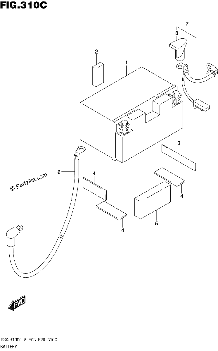 Diagrama de BATTERY GSX R1000AL8 E03