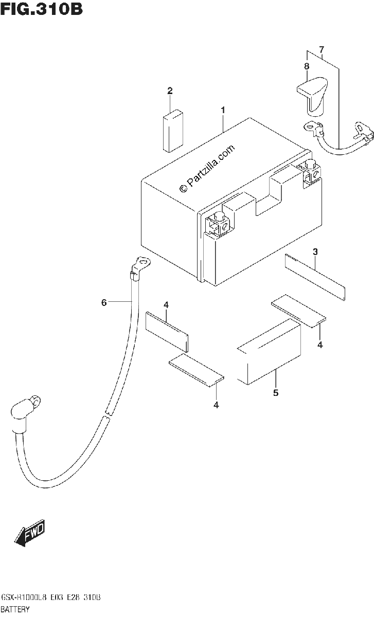 Diagrama de BATTERY GSX R1000L8 E33