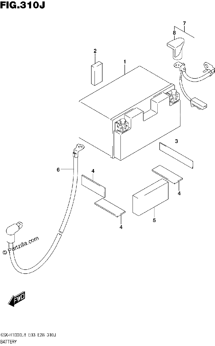 Diagrama de BATTERY GSX R1000RAL8 E03
