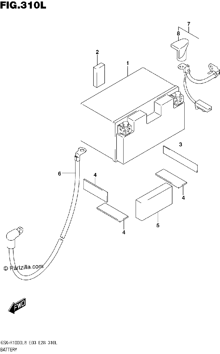 Diagrama de BATTERY GSX R1000RAL8 E33