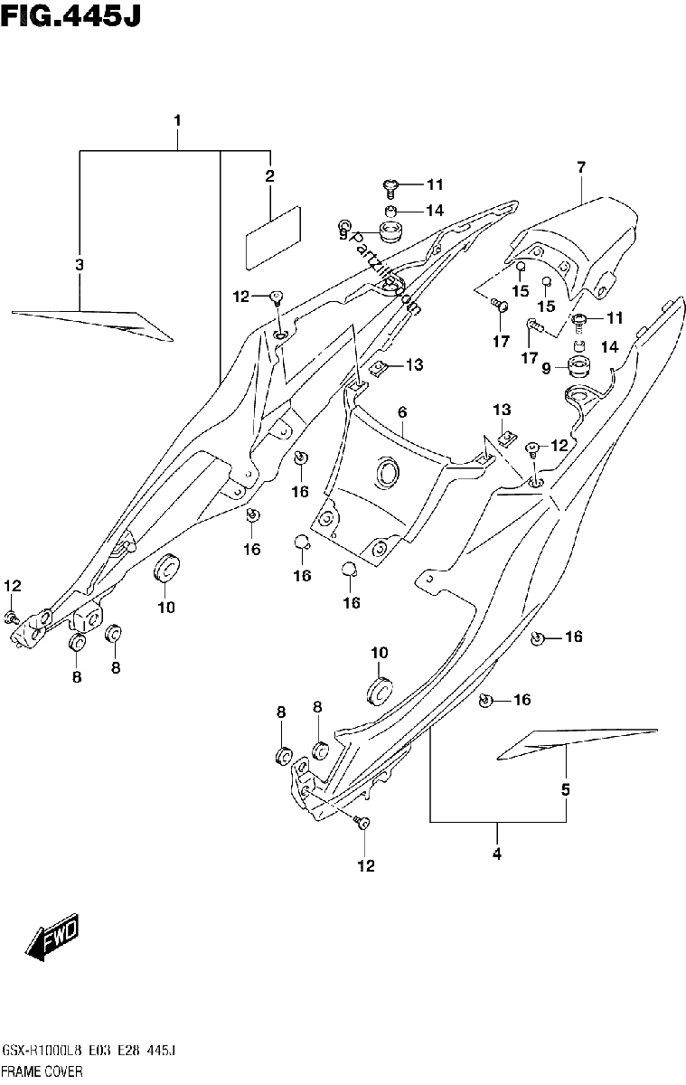 Diagrama de FRAME COVER GSX R1000AL8 E33 FOR YKV YWW
