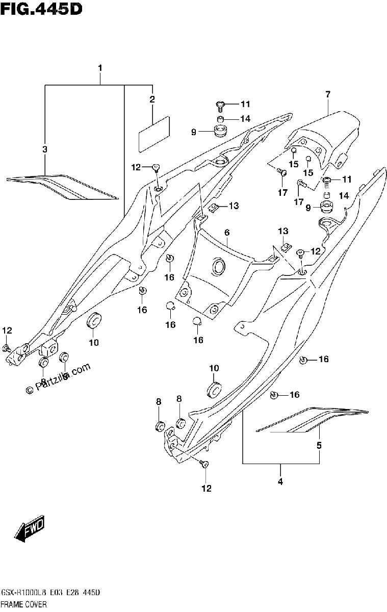 Diagrama de FRAME COVER GSX R1000L8 E33 FOR YSF