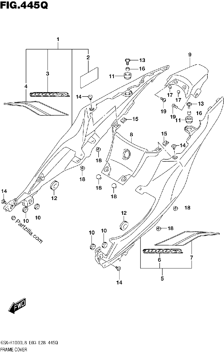 Diagrama de FRAME COVER GSX R1000RAL8 E03