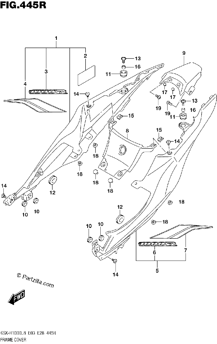 Diagrama de FRAME COVER GSX R1000RAL8 E28